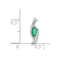 14k White Gold Fancy Diamond and Emerald Pendant