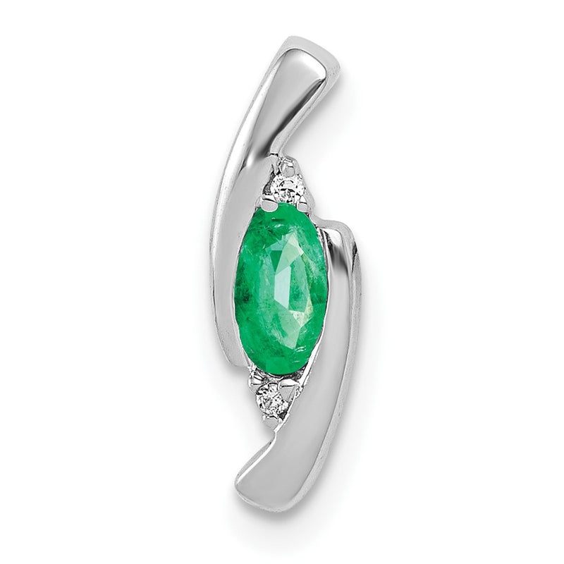 14k White Gold Fancy Diamond and Emerald Pendant