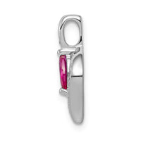 14k White Gold Diamond and Marquise .25 Ruby Pendant