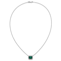 14k White Gold Octagon Created Emerald and Diamond 18in. Necklace