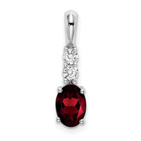 14k White Gold Oval Garnet and Diamond Pendant