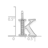 14K White Gold Diamond Letter K Initial Pendant