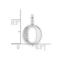 14K White Gold Diamond Letter O Initial Pendant
