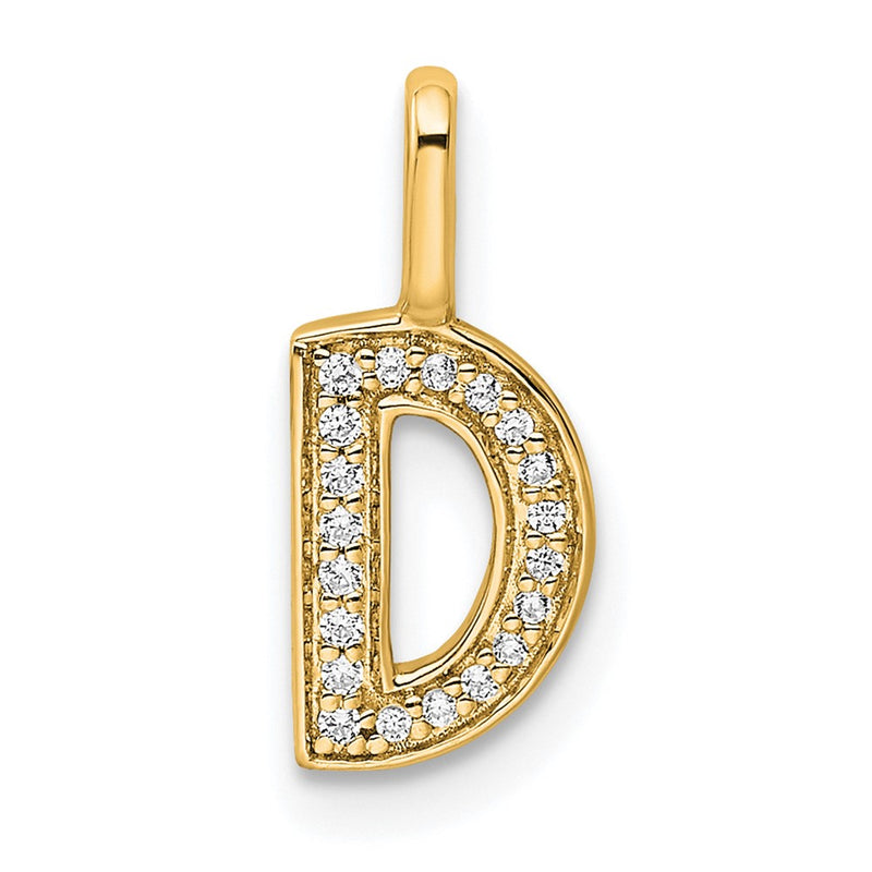 14K Gold Diamond Letter D Initial Pendant
