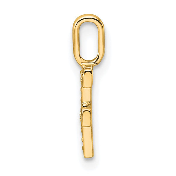 14K Gold Diamond Letter F Initial Pendant