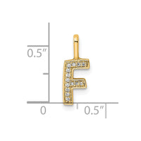 14K Gold Diamond Letter F Initial Pendant