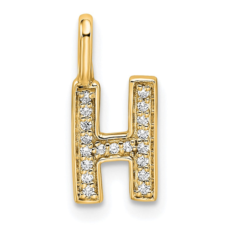 14K Gold Diamond Letter H Initial Pendant
