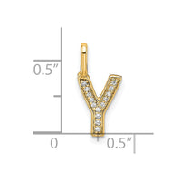 14K Gold Diamond Letter Y Initial Pendant