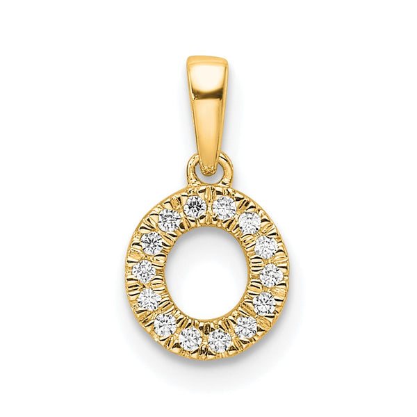 14K Diamond Letter O Initial with Bail Pendant
