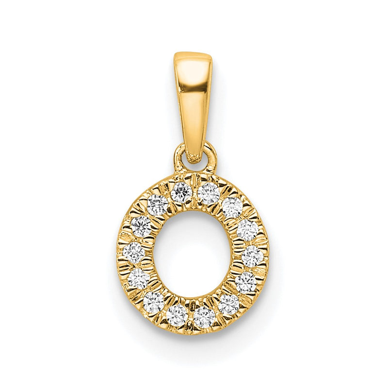 14K Diamond Letter O Initial with Bail Pendant