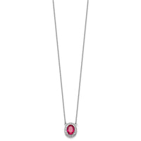14k White Gold Diamond and Oval Ruby 18 inch Necklace