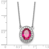 14k White Gold Diamond and Oval Ruby 18 inch Necklace