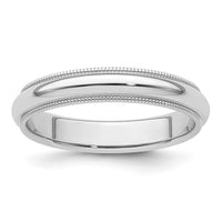 Platinum 4mm Comfort-Fit Milgrain Size 8 Wedding Band