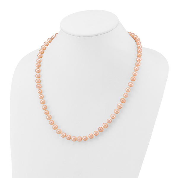 14k 7-8mm Pink Near Round Freshwater Cultured Pearl Necklace