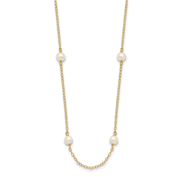 14K 4-5mm White Near Round Freshwater Cultured Pearl 8-station Necklace