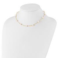 14K 5.5-6.5mm White Near Round FW Cultured Pearl 12-station Necklace