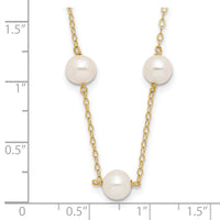 14K 5.5-6.5mm White Near Round FW Cultured Pearl 12-station Necklace