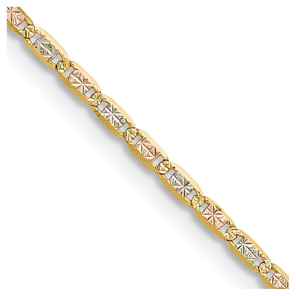 14k 2.0mm Tri-color Gold PavÃ© Valentino Chain