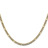 14k 3.2mm Semi-solid with Rhodium PavÃ© Figaro Chain