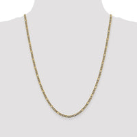 14k 3.2mm Semi-solid with Rhodium PavÃ© Figaro Chain