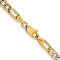 14k 3.9mm Semi-solid with Rhodium PavÃ© Figaro Chain