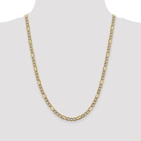 14k 5.25mm Semi-solid with Rhodium PavÃ© Figaro Chain