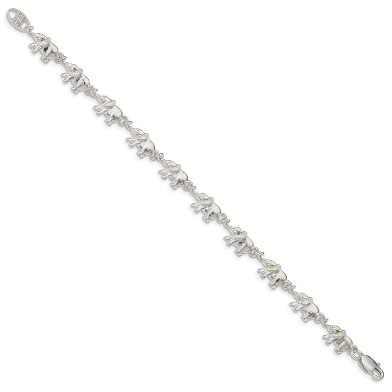 Sterling Silver Elephants Bracelet