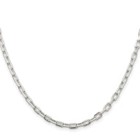 Sterling Silver Rhodium-plated 3.75mm Diamond-cut Long Link Cable Chain