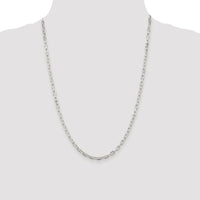 Sterling Silver Rhodium-plated 3.75mm Diamond-cut Long Link Cable Chain
