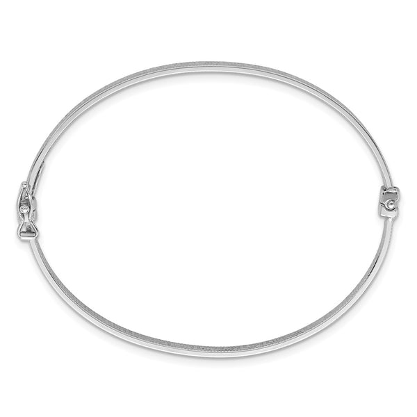 Sterling Silver RH-plated Polished Textured Greek Key Hinged Bangle