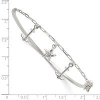 Sterling Silver Polished Anchor and Starfish Bangle Bracelet