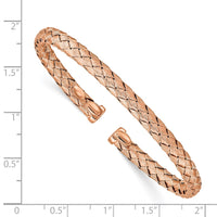 Sterling Silver Rose-tone Polished and Textured Bangle