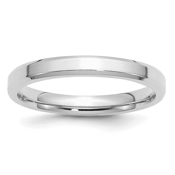 Sterling Silver Rhodium-plated 3mm Bevel Edge Size 5.5 Band