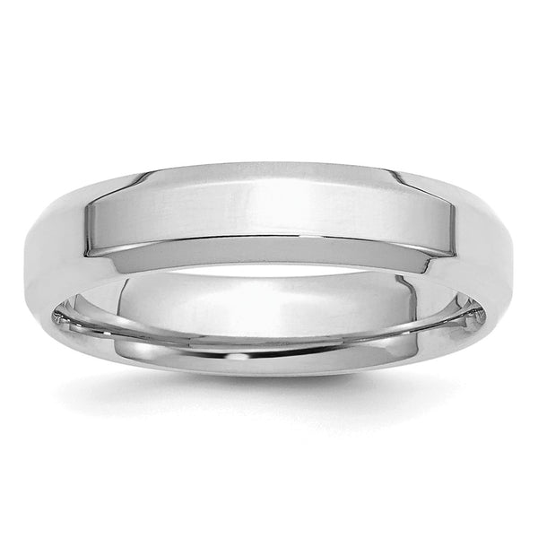 Sterling Silver Rhodium-plated 5mm Bevel Edge Size 4.5 Band