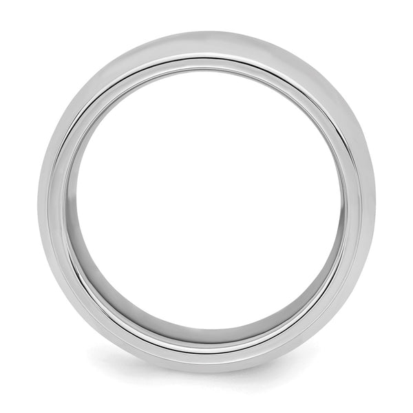 Sterling Silver Rhodium-plated 7mm Bevel Edge Size 9.5 Band