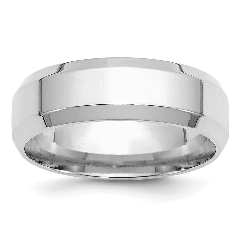 Sterling Silver Rhodium-plated 7mm Bevel Edge Size 12 Band