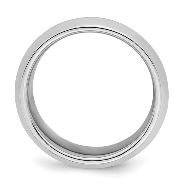 Sterling Silver Rhodium-plated 8mm Bevel Edge Size 12.5 Band