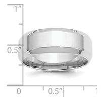 Sterling Silver Rhodium-plated 8mm Bevel Edge Size 12.5 Band