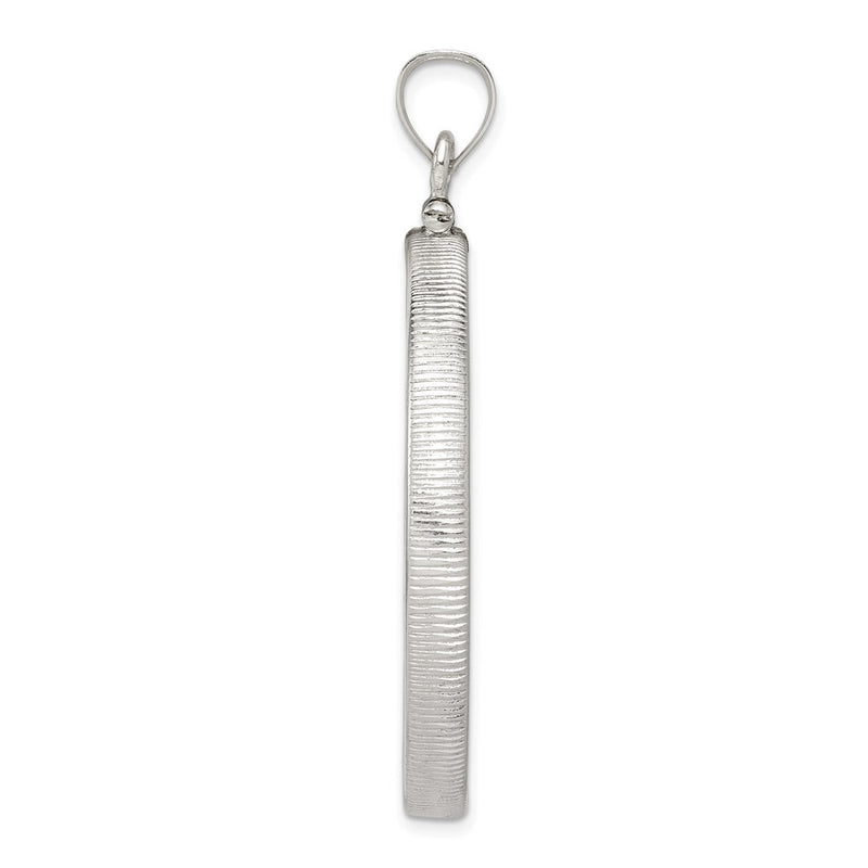 Sterling Silver 38.2 x 2.8mm Screw Top Coin Polished Bezel Pendant