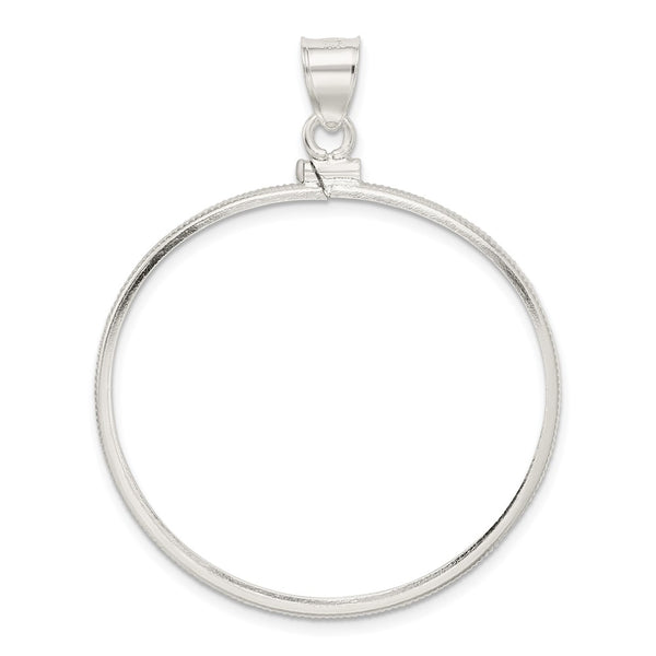 Sterling Silver 38.2 x 2.8mm Screw Top Coin Polished Bezel Pendant