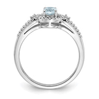 Sterling Silver Rhodium-plated Aquamarine & Diam. Ring