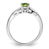 Sterling Silver Rhodium-plated Peridot Ring