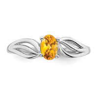 Sterling Silver Rhodium-plated Citrine Ring