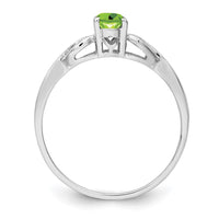 Sterling Silver Rhodium-plated Peridot Ring
