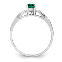 Sterling Silver Rhodium-plated Created Emerald Ring