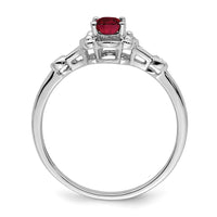 Sterling Silver Rhodium-plated Created Ruby & Diam. Ring