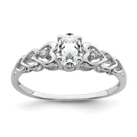 Sterling Silver Rhodium-plated White Topaz & Diam. Ring