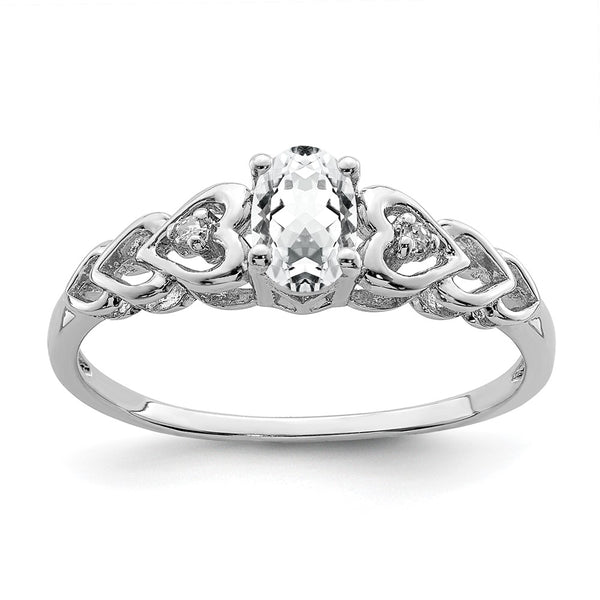 Sterling Silver Rhodium-plated White Topaz & Diam. Ring