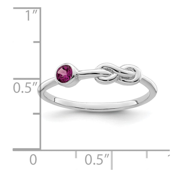 Sterling Silver RH-plated Polished Circle Rhodolite Garnet Infinity Ring