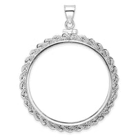 Sterling Silver 39.4 x 3.1mm 1 oz. Screw Top Coin Rope Pol Bezel Pendant